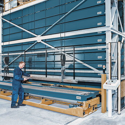 Вертикальная автоматическая система хранения TowerMatдля листового металладля длинномерных предметовкомпактная