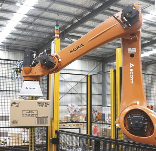 Компактный роботизированный укладчик на поддоны для мешков