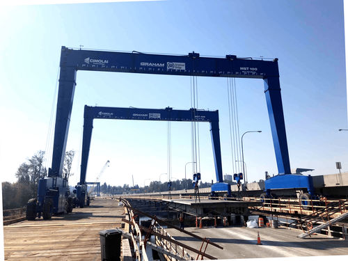 Precast beam straddle carrier MST 100for civil engineeringfor heavy loads