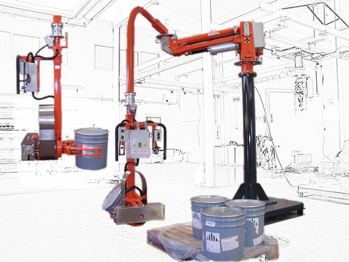 Pneumatic manipulator ATISmirus 100 ATEXwith gripping toolfor drumshandling