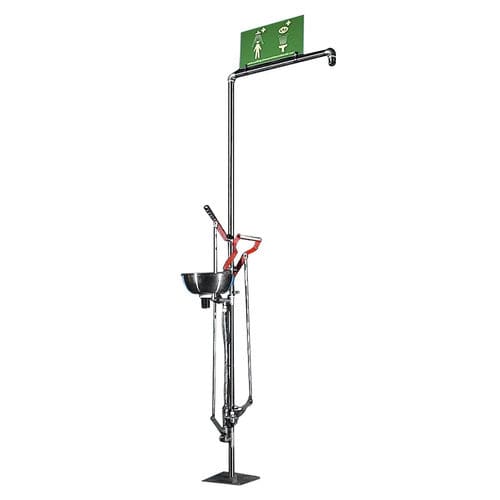 Напольный аварийный душ FS3 с промывочной станцией для глаздля опасных сред внутри помещения