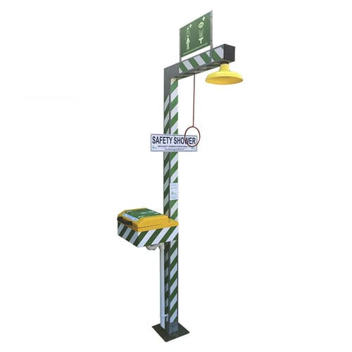 Напольный аварийный душ FS1Hс устройством для промывания глаз и лицадля опасной средыдля помещения