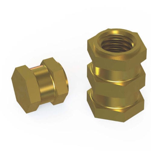 Шестигранная вставка ES CH с резьбой, латунь, для термопластов
