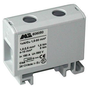 Клеммная колодка для монтажа на DIN-рейку серии 606050винтовые соединенияпластик проходной