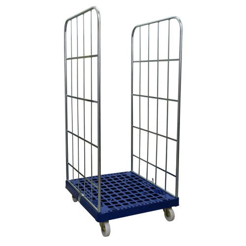 Multipurpose roll container MRP0708-2S-BLwire mesh2-panelwith plastic base