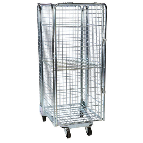 Контейнер на роликах с блокировкой SRCN0708-N2полка, проволочная сетка, 4 панели