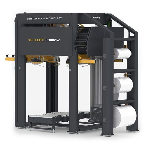 Автоматическая машина для наклеивания стретч-пленки для керамических изделий и строительных материалов