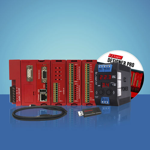 Компактный ПЛК EZRack Starter KitДин-рейка с расширяемой картой ввода-выводаRS232