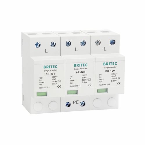 Type 2 surge protection unit BR-100 3Pclass IIfor electrical installationsremote signaling