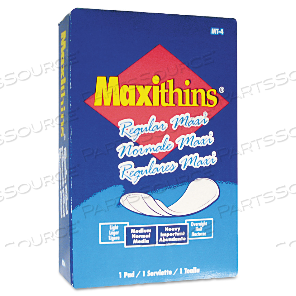 OEM#: MT4FSMAXITHINS VENDED SANITARY NAPKINS #4, MAXI, 100 INDIVIDUALLY BOXED NAPKINS/CARTON by Hospeco