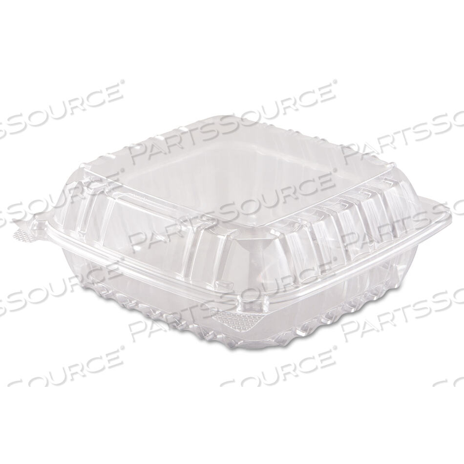 OEM#: C90PST1CLEARSEAL HINGED-LID PLASTIC CONTAINERS, 8.3 X 8.3 X 3, CLEAR, PLASTIC, 250/CARTON by Dart Container Corporation