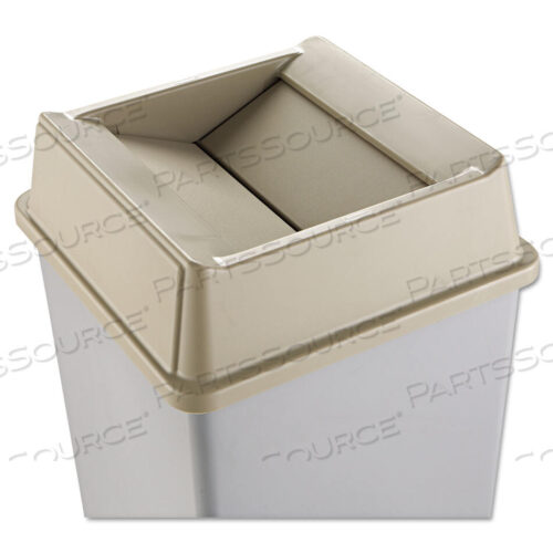 OEM#: FG266400BEIGUNTOUCHABLE SQUARE SWING TOP LID, PLASTIC, 20.13W X 20.13D X 6.25H, BEIGE by Rubbermaid Medical Division