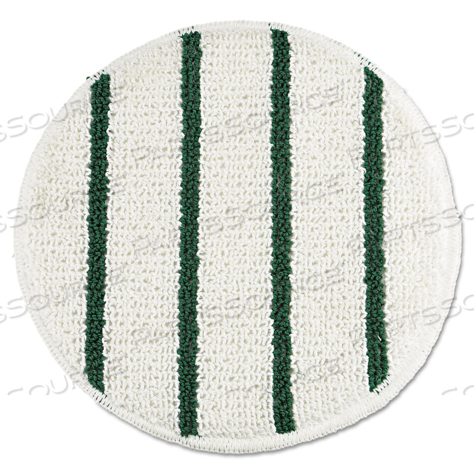 OEM#: FGP26900WH00LOW PROFILE SCRUB-STRIP CARPET BONNET, 19 DIAMETER, WHITE/GREEN, 5/CARTON by Rubbermaid Medical Division