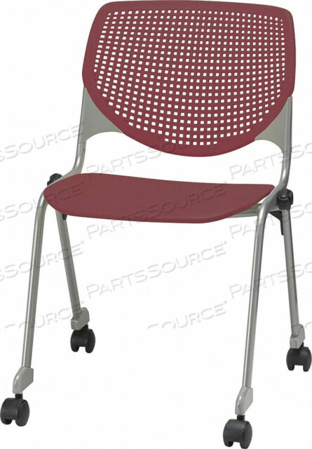OEM#: CS2300-P07STACK CHAIR WITH CASTERS AND PERFORATED BACK - PLASTIC SEAT - BURGUNDY - KOOL SERIES by KFI