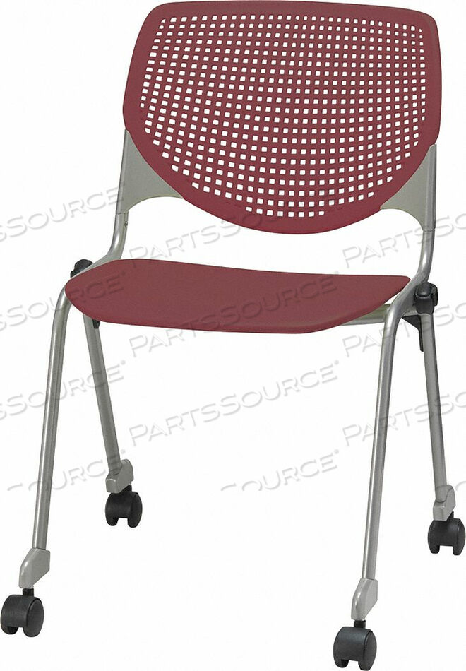 OEM#: CS2300-P07STACK CHAIR WITH CASTERS AND PERFORATED BACK - PLASTIC SEAT - BURGUNDY - KOOL SERIES by KFI
