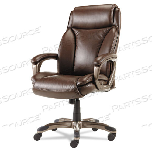 OEM#: ALEVN4159ALERA VEON SERIES EXECUTIVE HIGH-BACK BONDED LEATHER CHAIR, SUPPORTS UP TO 275 LB, BROWN SEAT/BACK, BRONZE BASE by Alera