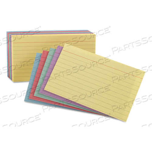 OEM#: 34610RULED INDEX CARDS, 4 X 6, BLUE/VIOLET/CANARY/GREEN/CHERRY, 100/PACK by Oxford