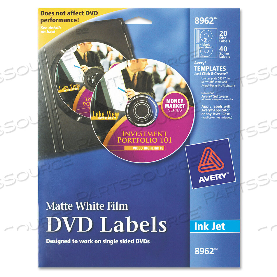 OEM#: 8962INKJET DVD LABELS, MATTE WHITE, 20/PACK by Avery