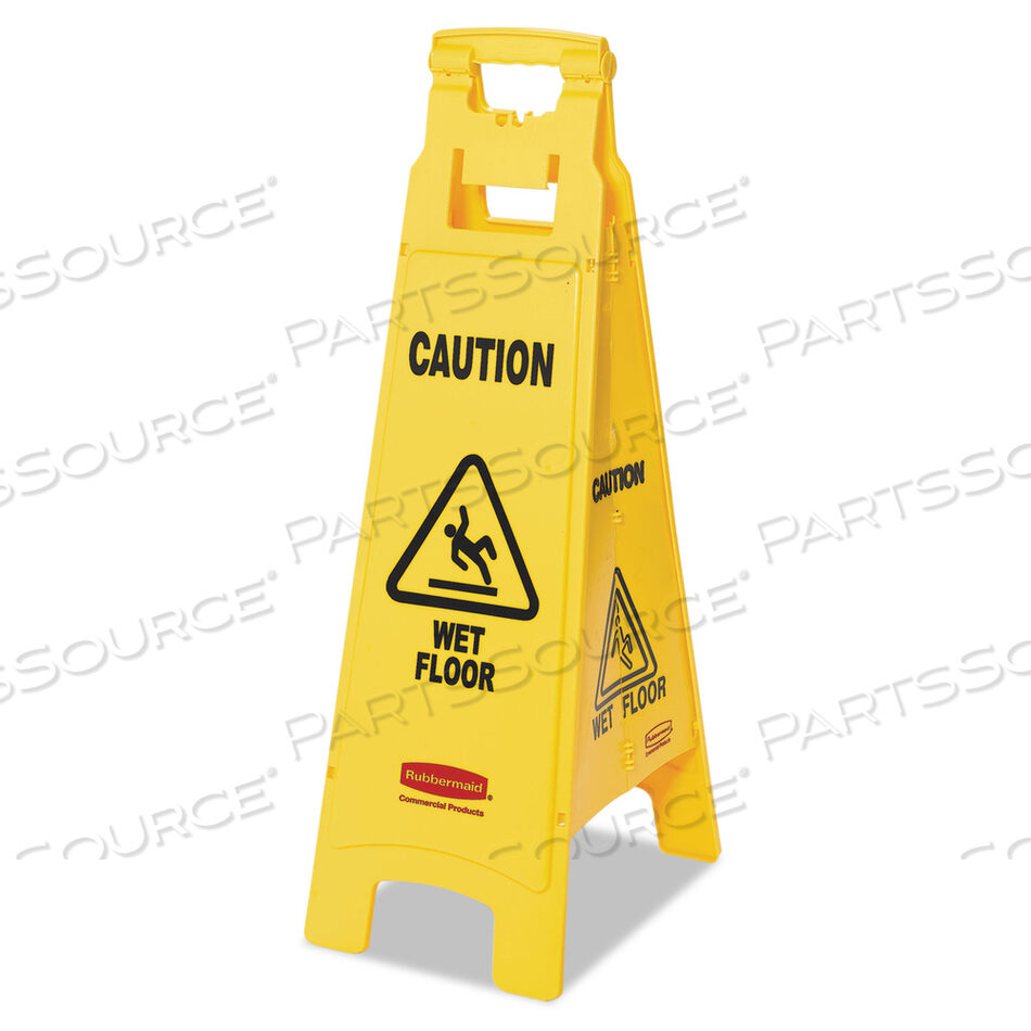 OEM#: FG611477YELCAUTION WET FLOOR SIGN, 4-SIDED, 12 X 16 X 38, YELLOW by Rubbermaid Medical Division