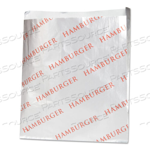 OEM#: BGC 300527FOIL SINGLE-SERVE BAGS, 6 X 6.5, SILVER, HAMBURGER DESIGN, 1,000/CARTON by Bagcraft