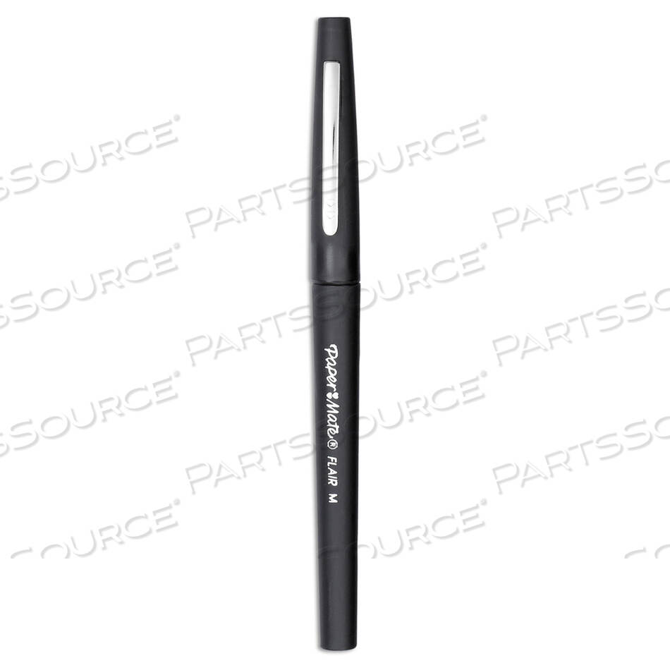 OEM#: 8430152POINT GUARD FLAIR FELT TIP POROUS POINT PEN, STICK, MEDIUM 0.7 MM, BLACK INK, BLACK BARREL, DOZEN by Paper Mate