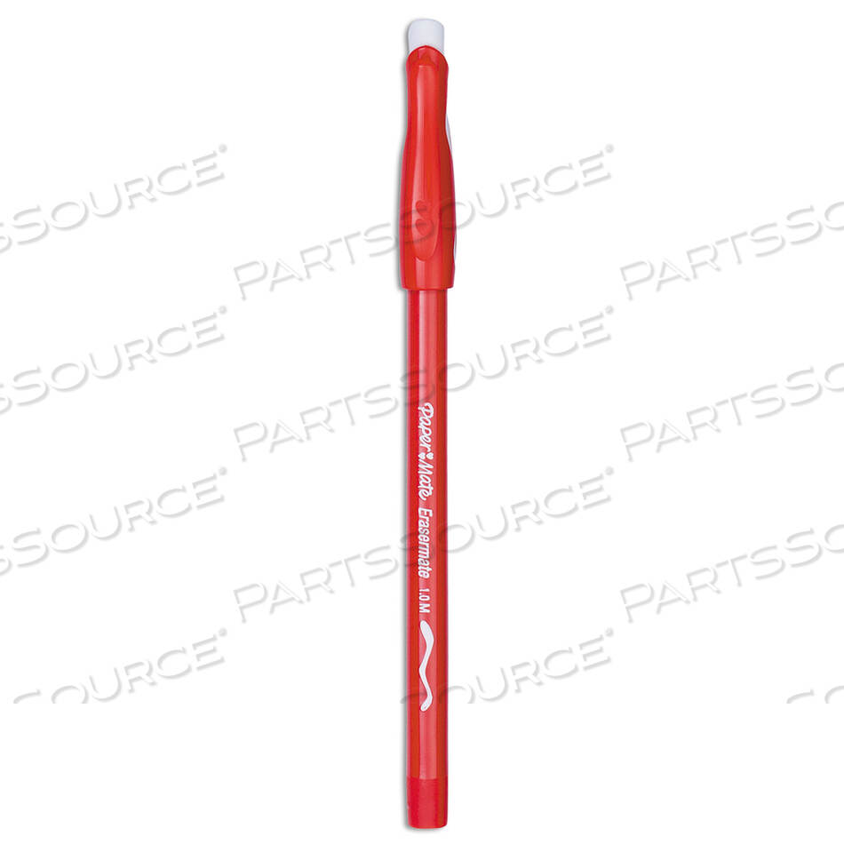 OEM#: 3920158ERASER MATE BALLPOINT PEN, STICK, MEDIUM 1 MM, RED INK, RED BARREL, DOZEN by Paper Mate