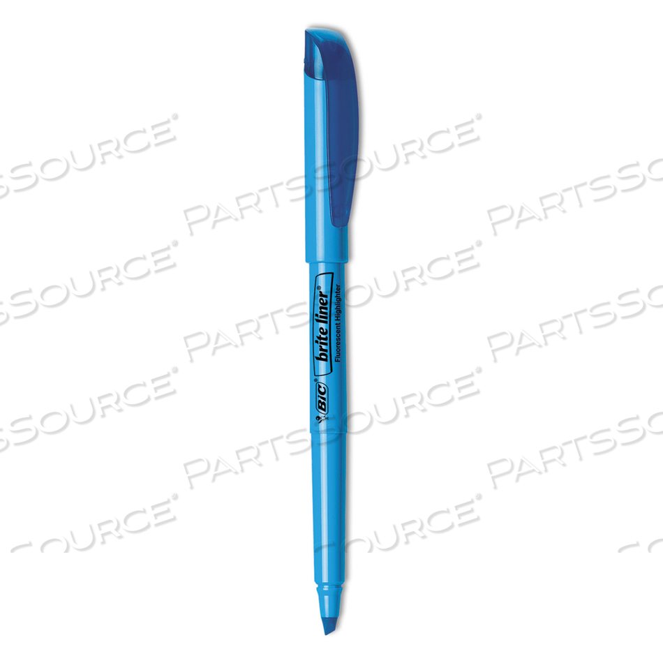 OEM#: BL11BEBRITE LINER HIGHLIGHTER, FLUORESCENT BLUE INK, CHISEL TIP, BLUE/BLACK BARREL, DOZEN by BIC