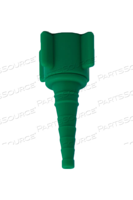 DISPOSABLE DISS TUBING NIPPLE, 1/4 IN HOSE BARB X 1/4 IN FEMALE, GREEN, OXYGEN