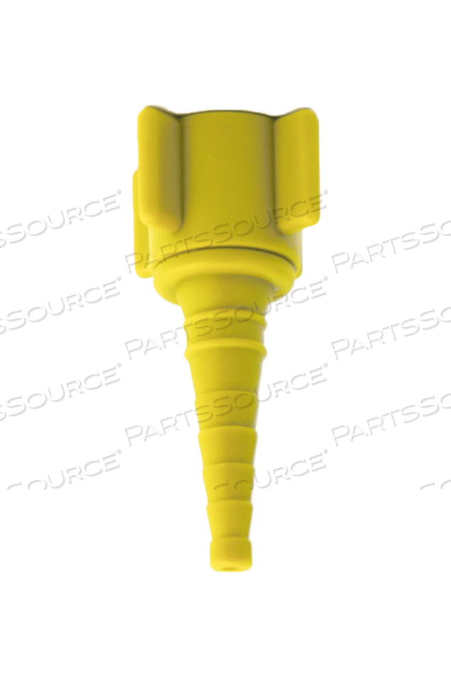 DISPOSABLE DISS TUBING NIPPLE, 1/4 IN HOSE BARB X 1/4 IN FEMALE, YELLOW, OXYGEN