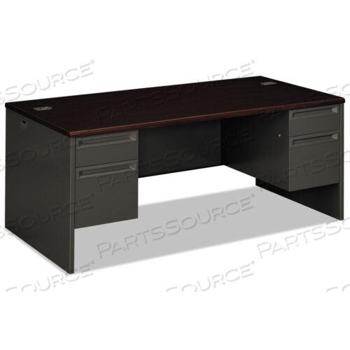 OEM#: H38180.N.S38000 SERIES DOUBLE PEDESTAL DESK, 72 X 36 X 29.5, MAHOGANY/CHARCOAL by HON