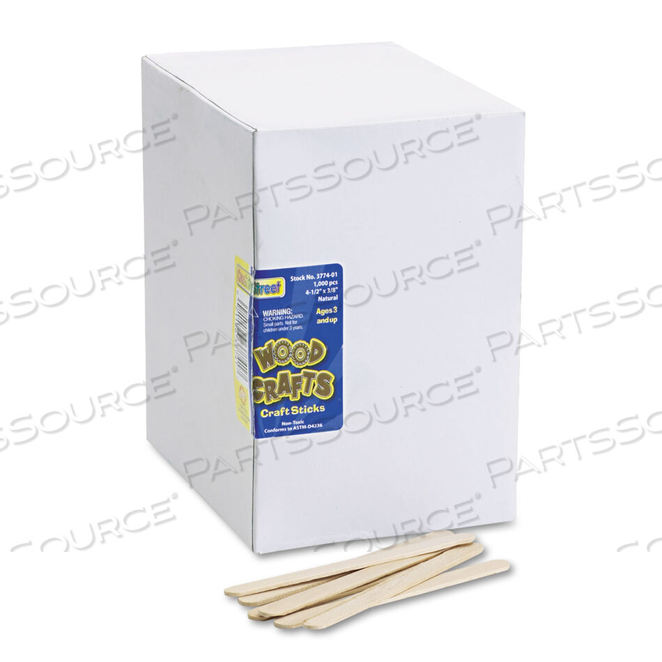 OEM#: 3774-01NATURAL WOOD CRAFT STICKS, 4.5 X 0.38, ECONOMY GRADE WOOD, NATURAL, 1,000/BOX by Creativity Street