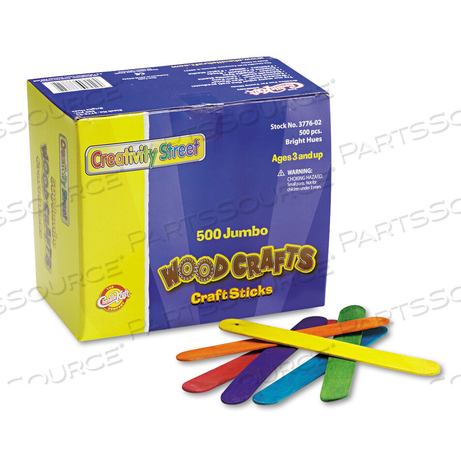 OEM#: 3776-02COLORED WOOD CRAFT STICKS, 6 X 0.75, ASSORTED, 500/BOX by Creativity Street
