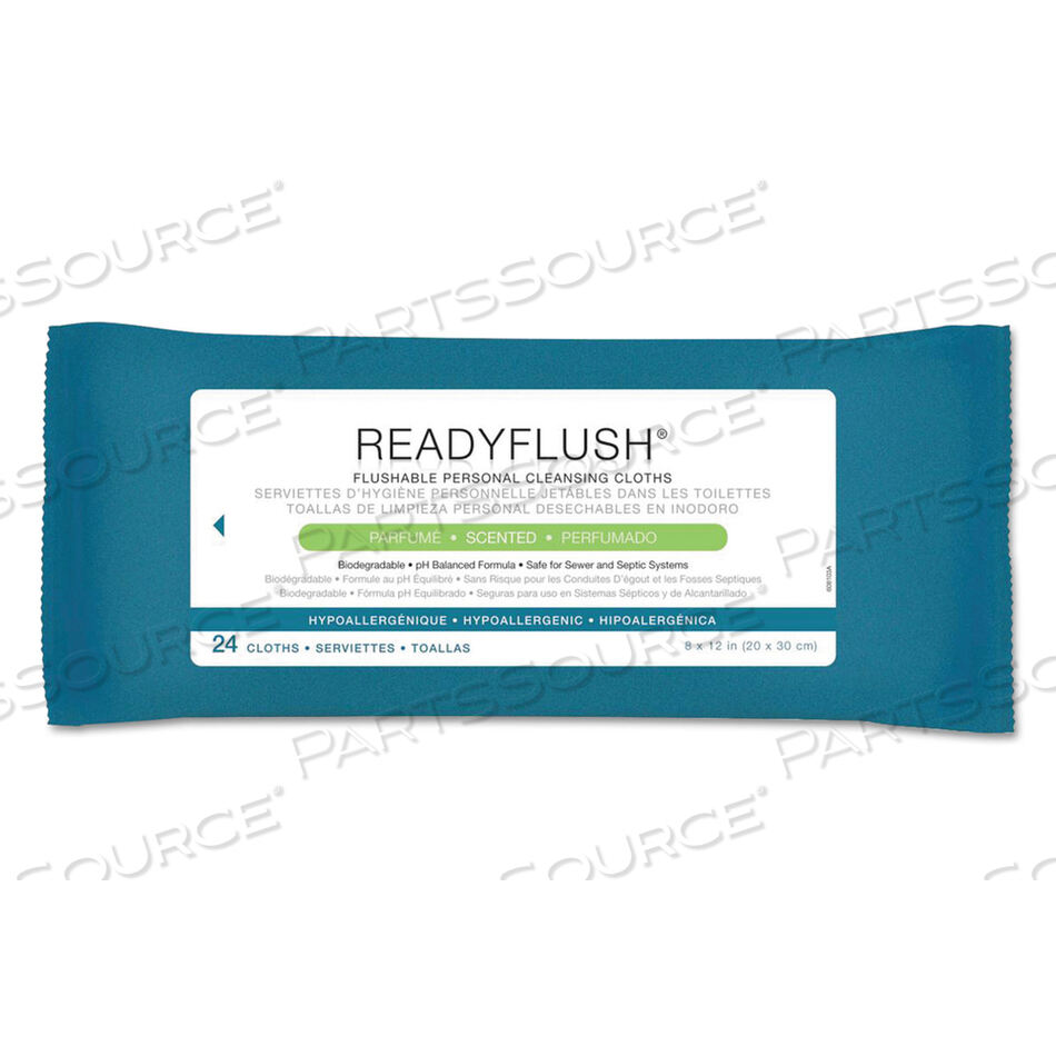 OEM#: MSC263810READYFLUSH BIODEGRADABLE FLUSHABLE WIPES, 8 X 12, 24/PACK, 24 PACKS/CARTON by Medline Industries, Inc.