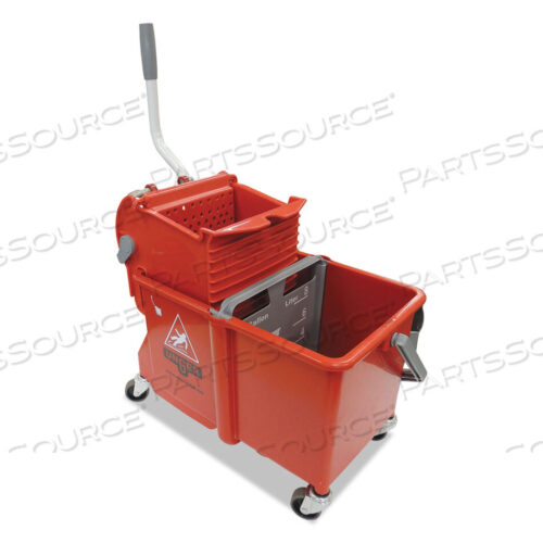 OEM#: COMSRSIDE-PRESS RESTROOM MOP DUAL BUCKET COMBO, 4 GAL, PLASTIC, RED by Unger