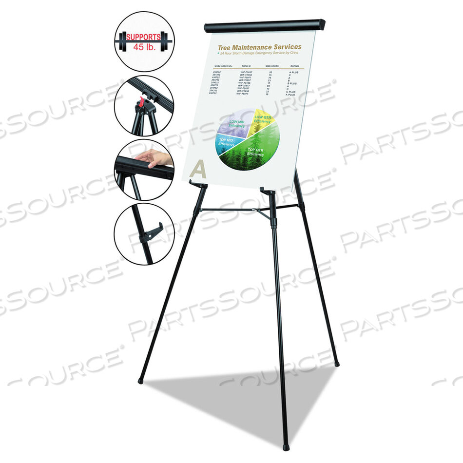 OEM#: FLX05101MVTELESCOPING TRIPOD DISPLAY EASEL, ADJUSTS 38 TO 69 HIGH, METAL, BLACK by MasterVision