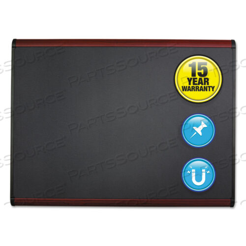 OEM#: MB544MPRESTIGE PLUS MAGNETIC FABRIC BULLETIN BOARD, 48 X 36, MAHOGANY FRAME by Quartet