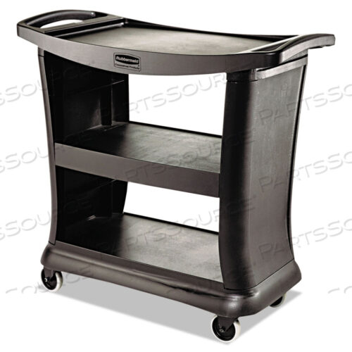 OEM#: FG9T6800BLAEXECUTIVE SERVICE CART W/ENCLOSED ENDS, 3 SHELF, 39LX21W, BLACK by Rubbermaid Medical Division