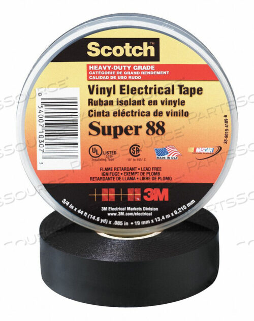 OEM#: 88-SUPER-3/4X66FTTAPE, ELECTRICAL, PVC, 66 FT. X 0.75 IN., BLACK, 600V by 3M Consumer