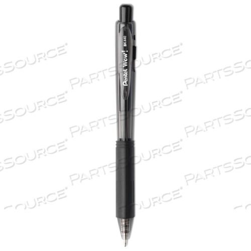 OEM#: BK440AWOW! BALLPOINT PEN, RETRACTABLE, MEDIUM 1 MM, BLACK INK, BLACK BARREL, DOZEN by Pentel of America