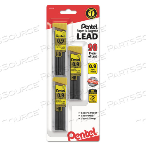 OEM#: C29BPHB3SUPER HI-POLYMER LEAD REFILLS, 0.9 MM, HB, BLACK, 30/TUBE, 3 TUBES/PACK by Pentel of America