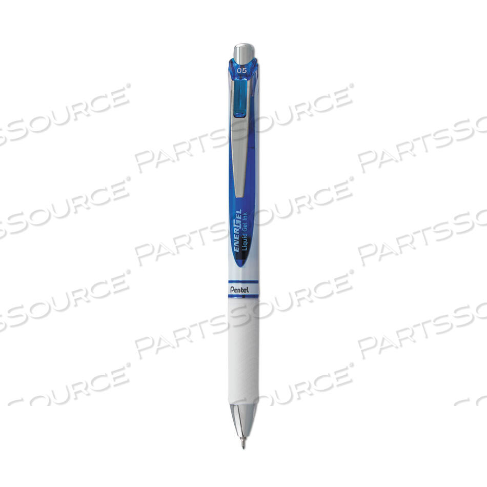 OEM#: BLN75PW-CENERGEL RTX GEL PEN, RETRACTABLE, FINE 0.5 MM NEEDLE TIP, BLUE INK, WHITE/BLUE BARREL by Pentel of America