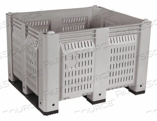 OEM#: M023000-104PALLET CONTAINER VENTED WALL 48X40X31 SHORT SIDE RUNNERS GRAY 1500 LB CAPACITY by Decade Products