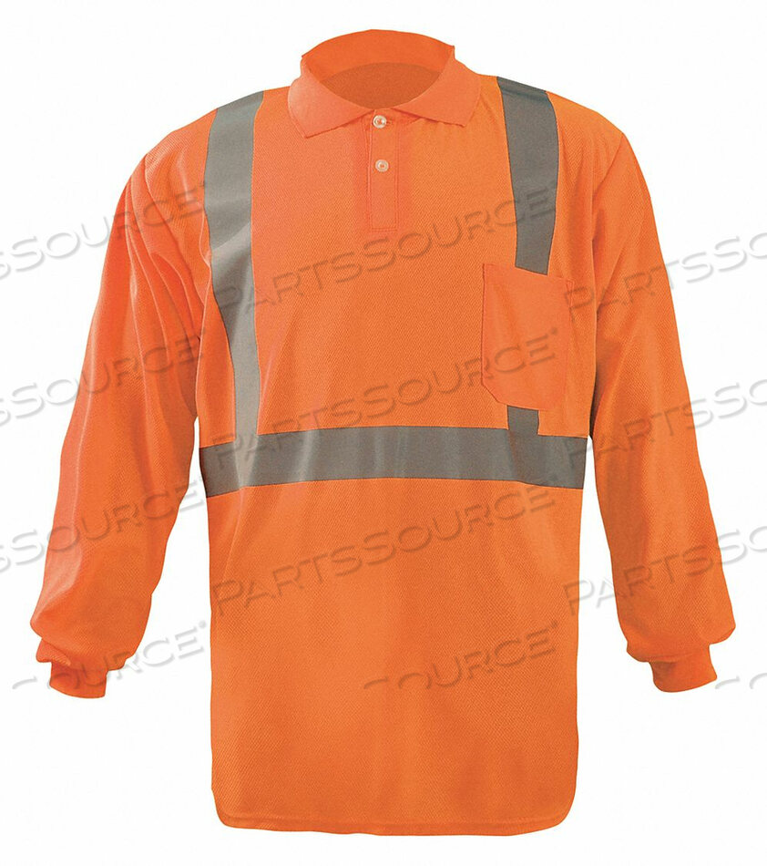 OEM#: LUX-LSPP2B-O4XBIRDSEYE POLO, WICKING & COOLING LONG SLEEVE, CLASS 2, ORANGE, 4XL by Occunomix