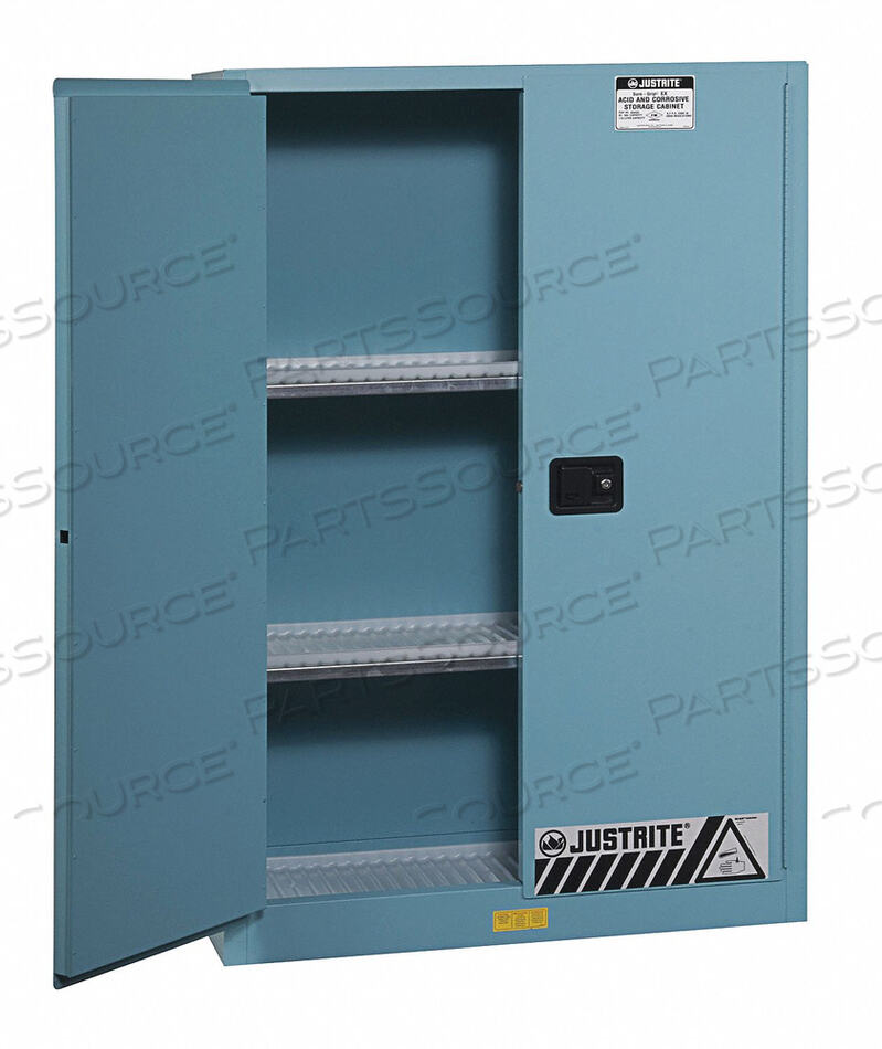 OEM#: 89452245 GALLON 2 DOOR, SELF-CLOSE, ACID CORROSIVE CABINET, 43W X 18D X 65H, BLUE by Justrite