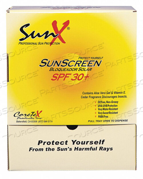 OEM#: CT91664SUNX SPF30 SUNSCREEN, SINGLE DOSE POUCH, 100/BOX - PFY by Coretex Products