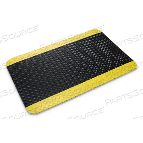 OEM#: CD 0035YBINDUSTRIAL DECK PLATE ANTI-FATIGUE MAT, VINYL, 36 X 60, BLACK/YELLOW BORDER by Crown