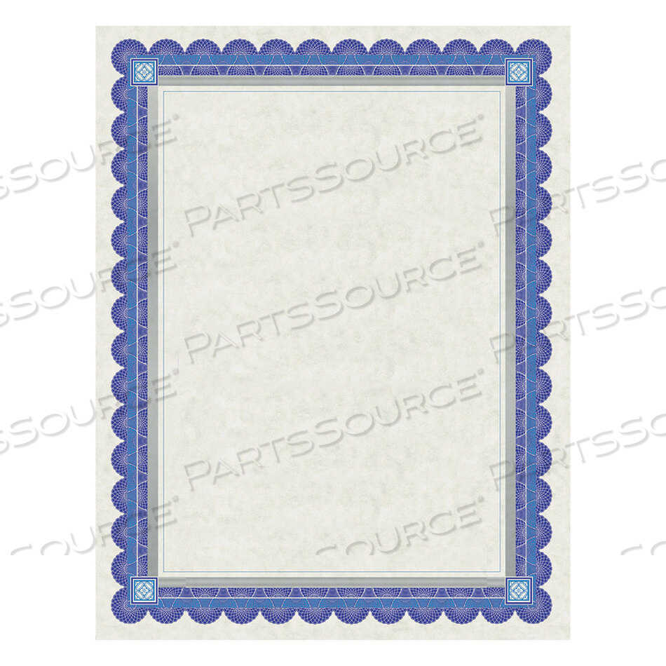 OEM#: CT1RPARCHMENT CERTIFICATES, ACADEMIC, 8.5 X 11, IVORY WITH BLUE/SILVER FOIL BORDER, 15/PACK by SOUTHWORTH PRODUCTS CORP