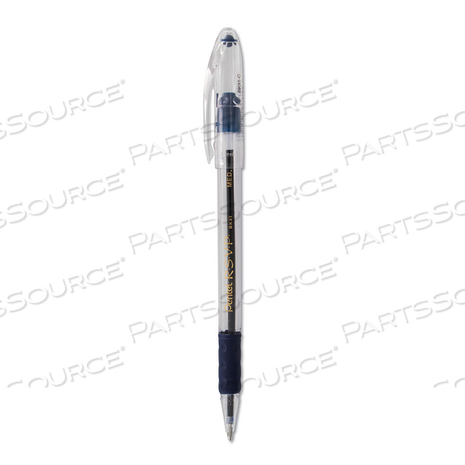 OEM#: BK91CR.S.V.P. BALLPOINT PEN, STICK, MEDIUM 1 MM, BLUE INK, CLEAR/BLUE BARREL, DOZEN by Pentel of America