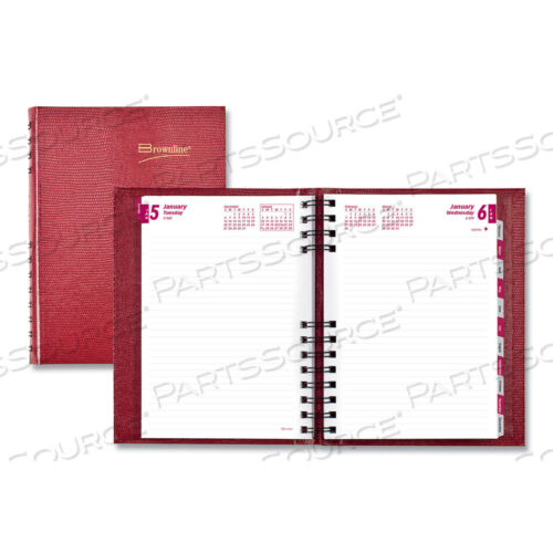 OEM#: CB389C-REDCOILPRO RULED DAILY PLANNER, 8.25 X 5.75, RED COVER, 12-MONTH (JAN TO DEC): 2023 by Brownline