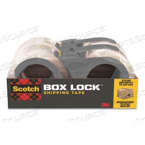 OEM#: 3950-4RDBOX LOCK SHIPPING PACKAGING TAPE WITH DISPENSER, 3 CORE, 1.88 X 54.6 YDS, CLEAR, 4/PACK by 3M Consumer